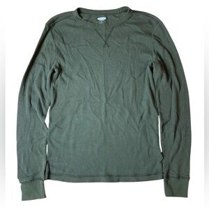 Old Navy Soft-Washed Waffle Knit Thermal Long Sleeve Shirt - Olive Green - Small
